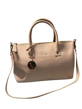 Furla Linda Medium Satchel Blush Pink Saffiano Leather Handbag 794188